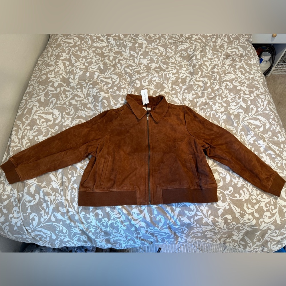 Treasure and Bond Cognac Brown Suede Jacket Bomber style NWT Size 3X